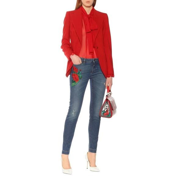 NWT Dolce & Gabbana Floral Applique Skinny Jeans  IT 40 S - Picture 7 of 8